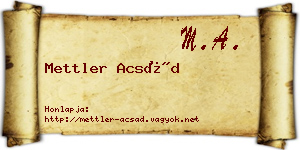 Mettler Acsád névjegykártya